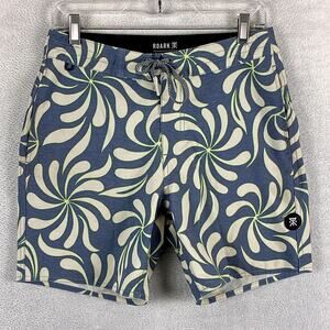 Roark Board Shorts Mens 28 Blue Beige Geometric Chiller Performance Beach Surf